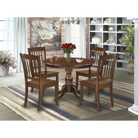 East West Furniture 5 Piece Hartland Dining Table Set - Mahogany HBDA5-MAH-W